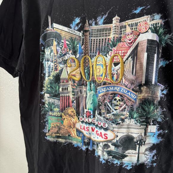 Vintage Y2K Las Vegas Casino Graphic Tee Unisex Black M Aladdin Grand Opening - Picture 5 of 9
